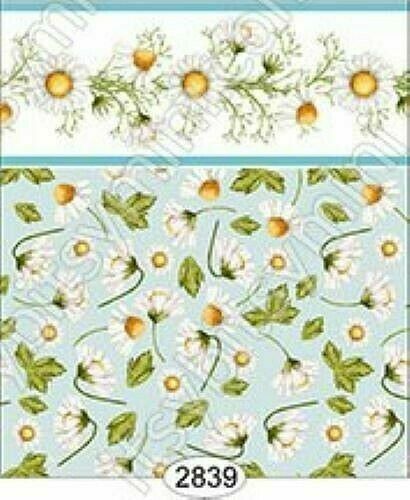 Dollhouse Quarterscale Wallpaper - Daisy Blue Border - Toss Blue