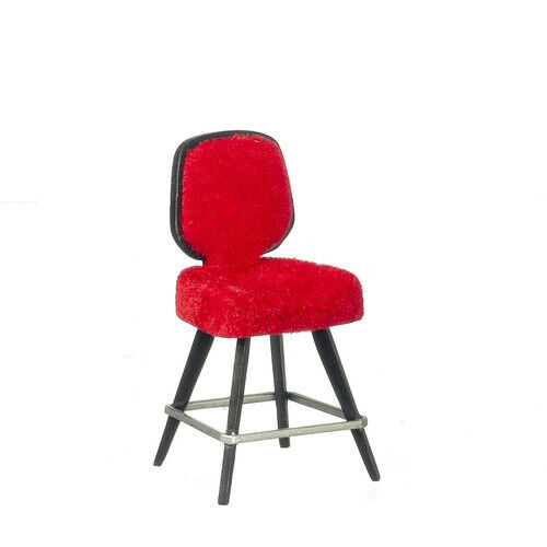 Dollhouse Miniature JBM Upholstered Bar Stool in Red
