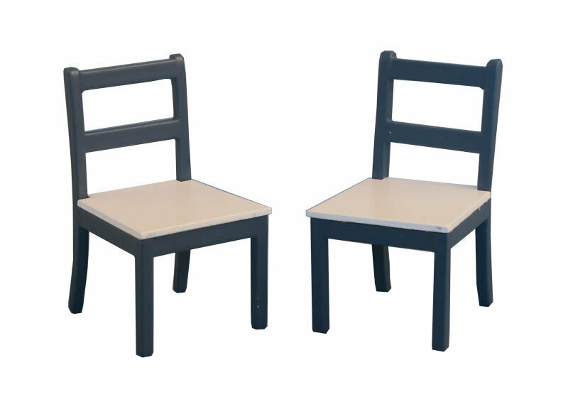 Dollhouse Miniature Modern Chairs Blue and Pine 2 Pack