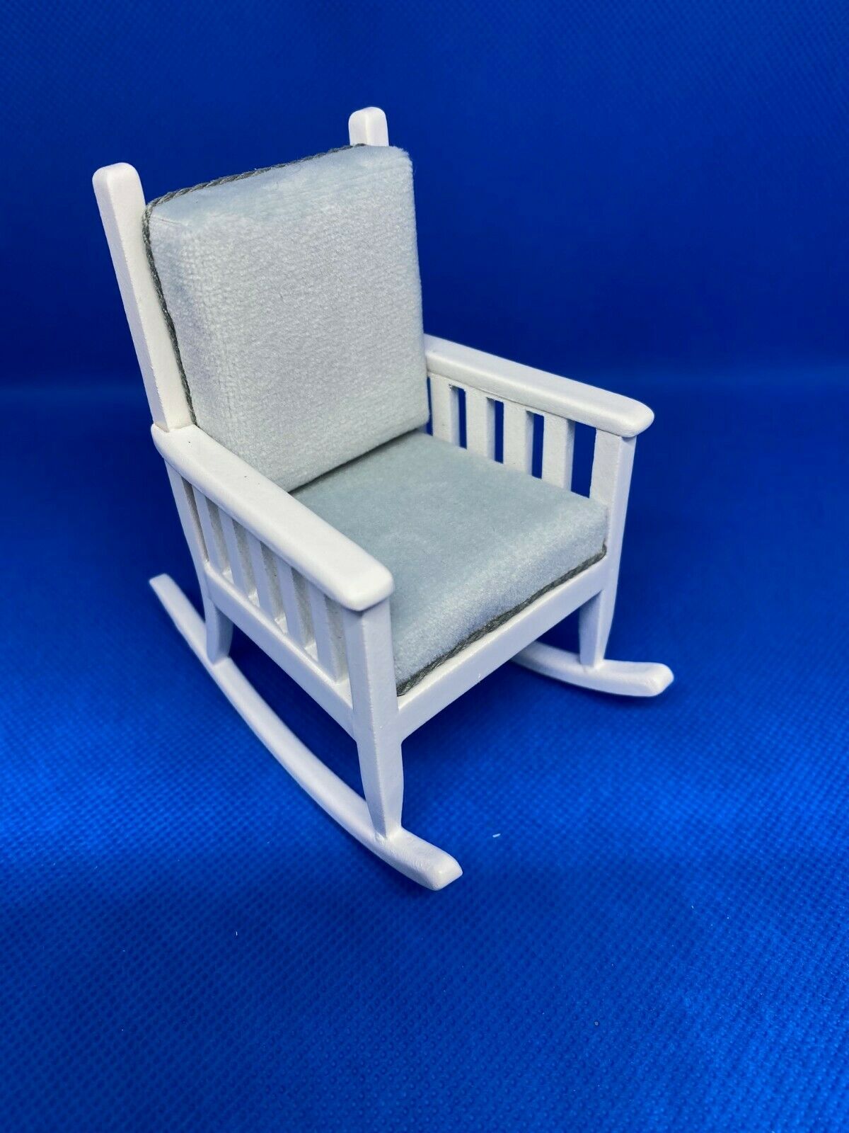 White Rocking Chair with Blue Cushions by JBM Dollhouse Miniature