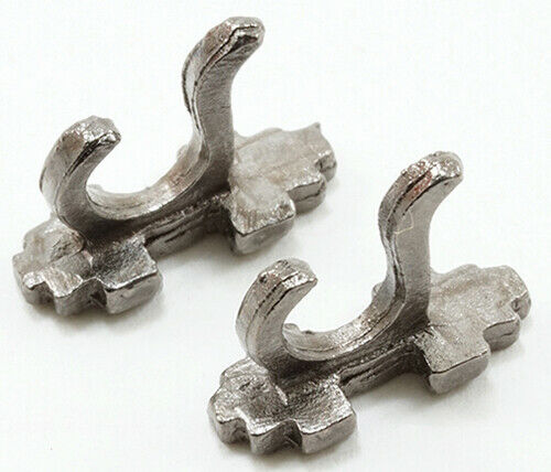 Dollhouse Miniature Wall Hooks, 4 Pack, Pewter