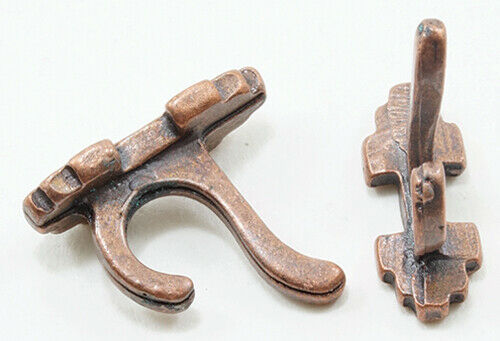 Dollhouse Miniature Wall Hooks, 4 Pack, Oil Rubbed Bronze