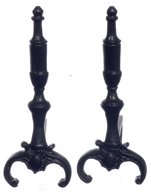 Dollhouse Miniature Period Black Andirons by Falcon Miniatures - Set of 2