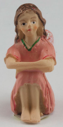 Dollhouse Miniature Sitting Fairy, Pink Dress
