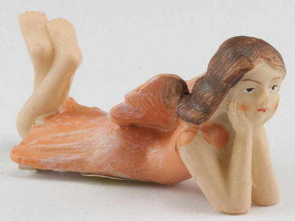 Dollhouse Miniature Lying Fairy, Peach Dress