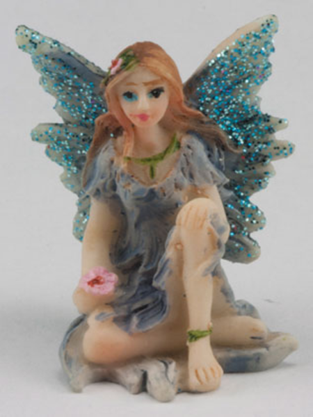 Dollhouse Miniature Small Fairy, Knee Up, Blue Dress