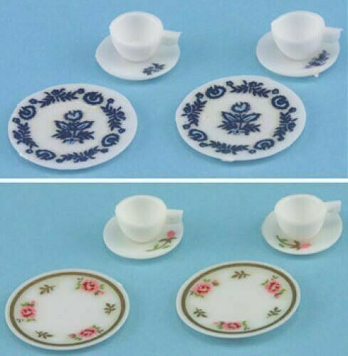 Dollhouse Miniature 6 Piece Decorated Dishes by Chrysnbon - Blue
