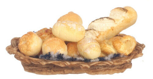 Dollhouse Miniature Filled Bread Basket #4376