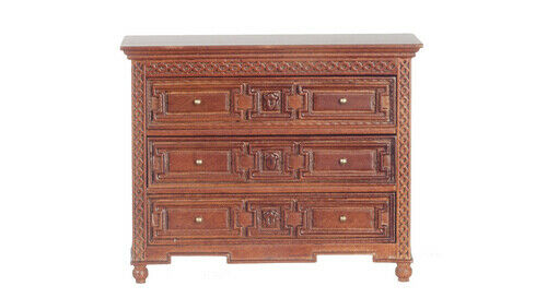 Dollhouse Miniature Windsor 3 Drawer Chest Walnut Platinum Collection