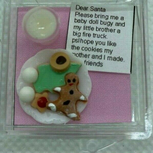 Handcrafted Dollhouse Miniature Christmas Cookies, Milk and Santa Letter