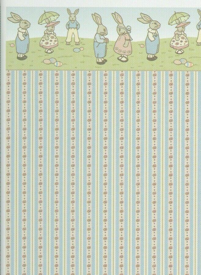 Dollhouse Miniature Brodnax Bunny Parade Wallpaper