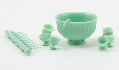 Dollhouse Miniature Jadite Punch Set by Chrysnbon