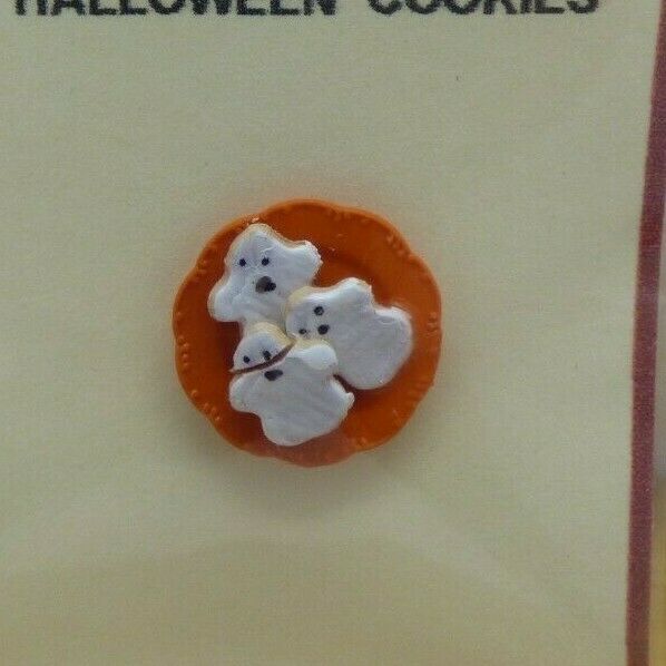 Handcrafted Dollhouse Miniature Ghost Cookies on Plate