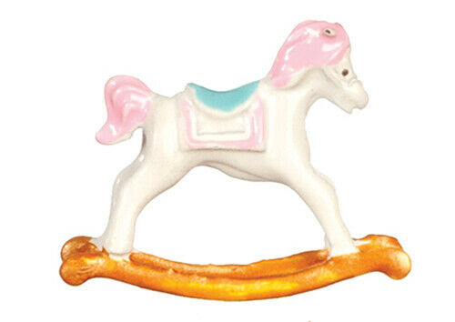 Dollhouse Miniature Small Metal Rocking Horse Pink