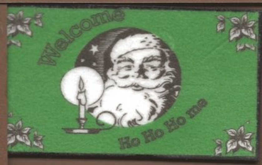 Dollhouse Miniature Welcome Mat - Santa Ho Ho Home Green