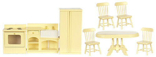 Dollhouse Miniature Kitchen Set of 8 in Cream