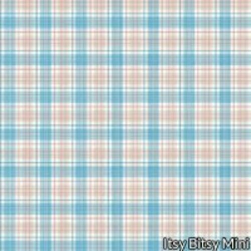 Dollhouse Miniature Wallpaper - Plaques Blue - Plaid 1:12 Scale