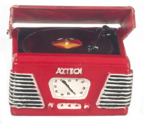 Dollhouse Miniature Red 1950's Turntable