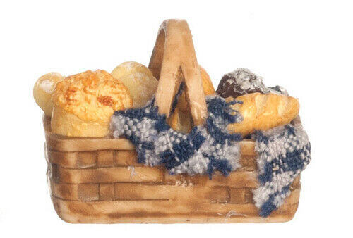 Dollhouse Miniature Filled Bread Basket #4380 by Falcon Miniatures