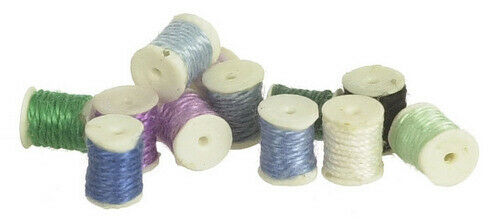 Dollhouse Miniature Sewing Thread, Set of 6