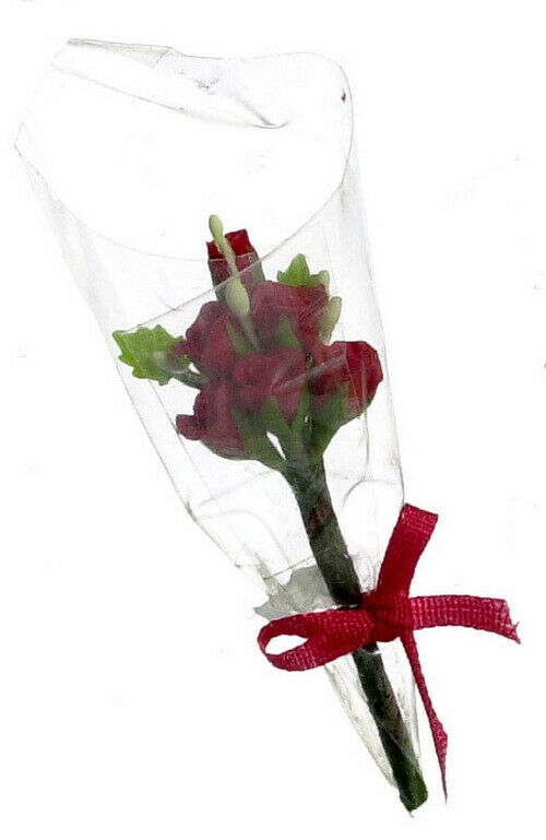 Dollhouse Miniature Red Rose Bouquet by Falcon Miniatures