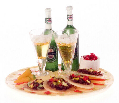 Dollhouse Miniature Tostadas with Beers by Falcon Miniatures