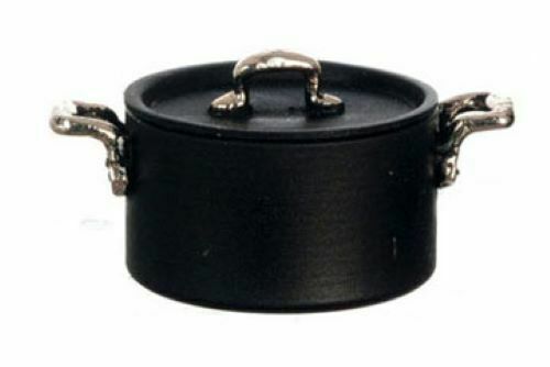Dollhouse Miniature Black Teflon Pot, Large