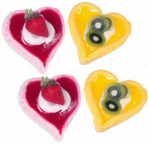 Dollhouse Miniature Large Heart Tarts Set of 4 by Falcon Miniatures