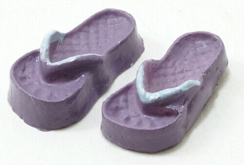 Dollhouse Miniature Lilac and Light Blue Flip Flops, Small