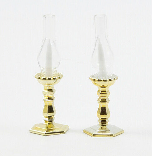 Chrysnbon Polished Gold Candlesticks -  Dollhouse Miniature