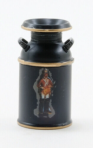 Chrysnbon Milk Can Black with Decal -  Dollhouse Miniature