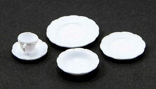 Dollhouse Miniature One Place Setting - 5 Piece, White