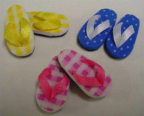 Dollhouse Miniature Flip Flops - Blue Dot - Handcrafted