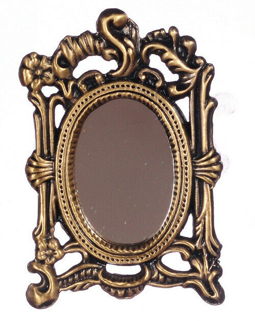 Dollhouse Miniature Floral Antique Brass Mirror
