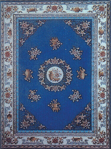 Dollhouse Miniature Blue Chinese Rug