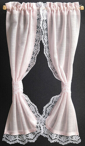 Tie Back Curtain : Ruffled Sheer 7 In, Pink