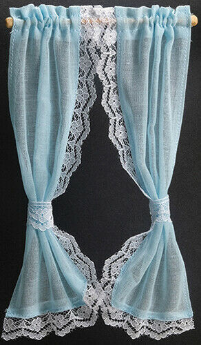 Tie Back Curtain : Ruffled Sheer 7 In, Blue