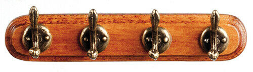 Dollhouse Miniature Wall Coat Rack with 4 Hooks