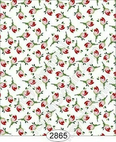 Dollhouse Miniature Wallpaper Itsy Bitsy- Cottage Chic Bud Toss White 1:24 Scale