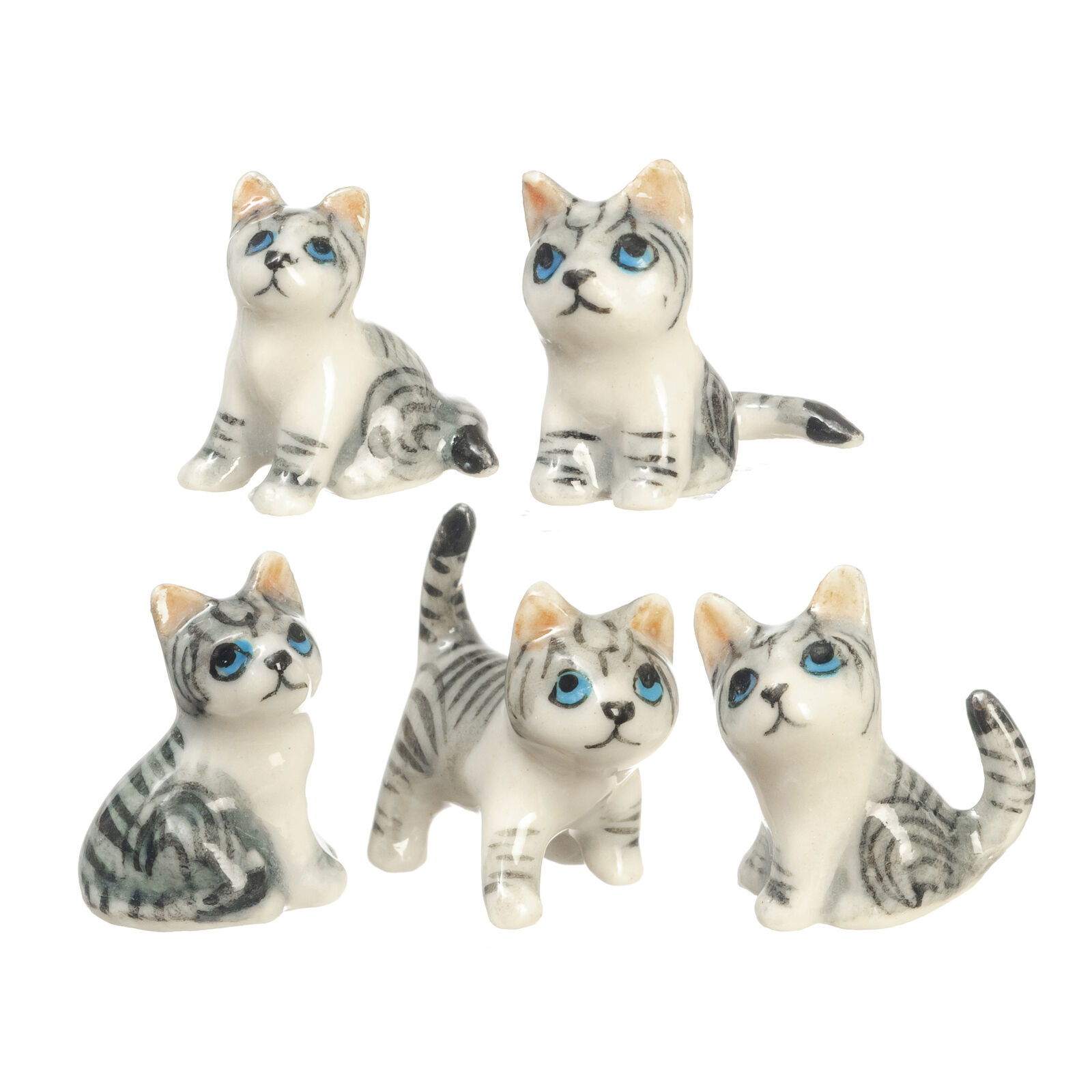 Dollhouse Miniature Set of 5 Ceramic Kittens