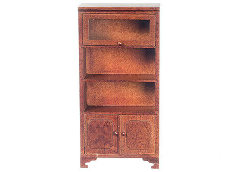 Dollhouse Miniature Bookcase 1-Glass Door in Walnut
