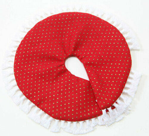 Dollhouse Miniature Christmas Tree Skirt Red with Gold Dots