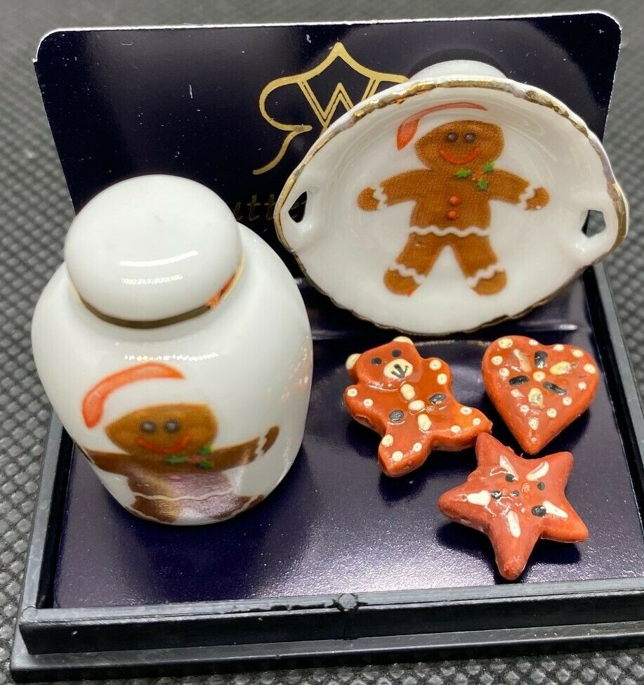 Reutter Porcelain - Dollhouse Miniature Christmas Cookies with Plate & Jar