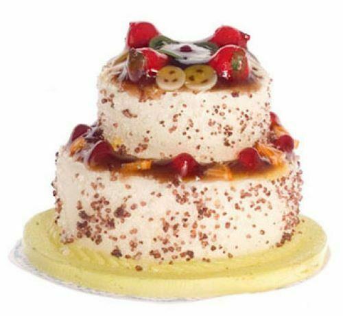 Dollhouse Miniature Cake with Fruit Topping - 2 pieces