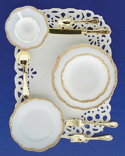 Dollhouse Miniature One Place Setting - Gold