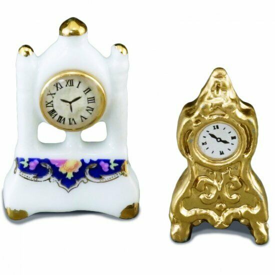 Reutter Porcelain - Dollhouse Miniature Pillar Clock Set of 2