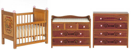 Dollhouse Baby Room Set of 3 in Walnut