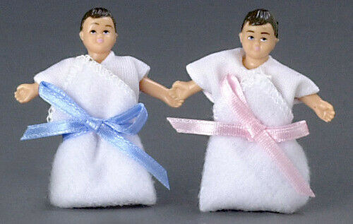 Dollhouse Babies Set of 2 Brunette 1/12 Scale