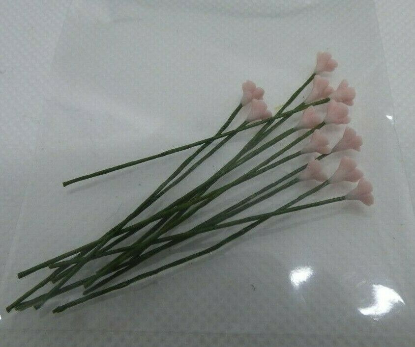 Dollhouse Miniature Set of 12 Pink Wildflower Stems