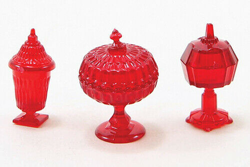 Chrysnbon Red Candy Dishes -  Dollhouse Miniature